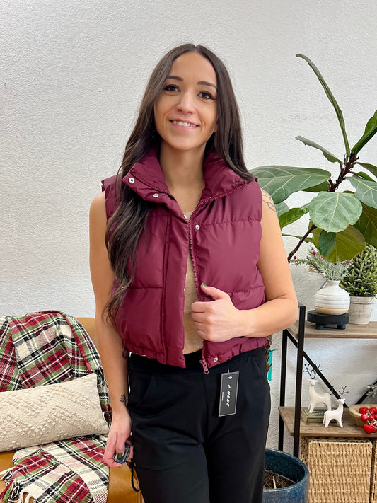 Burgundy Puffer Vest