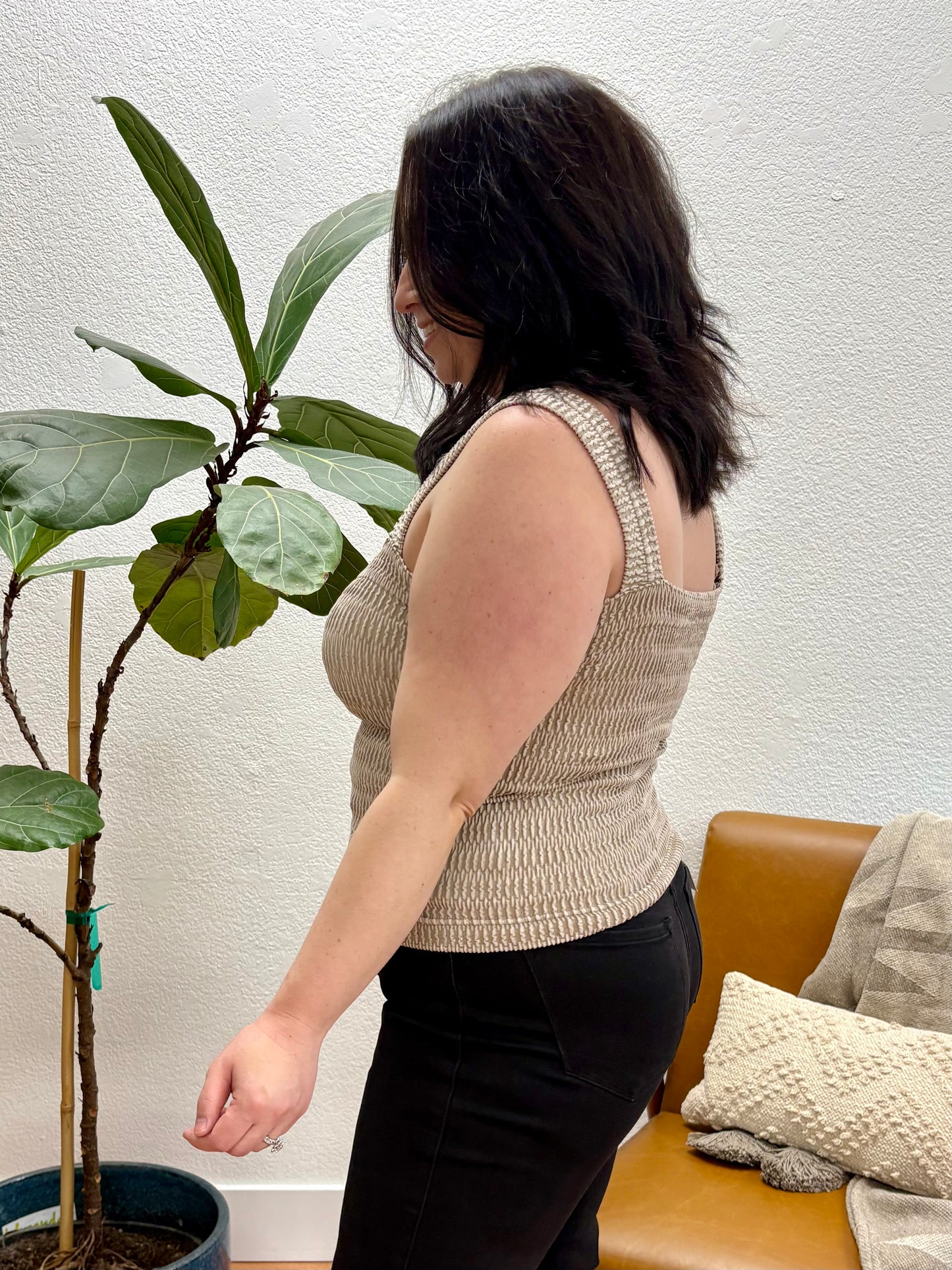 Ash Mocha Stone Washed Tank