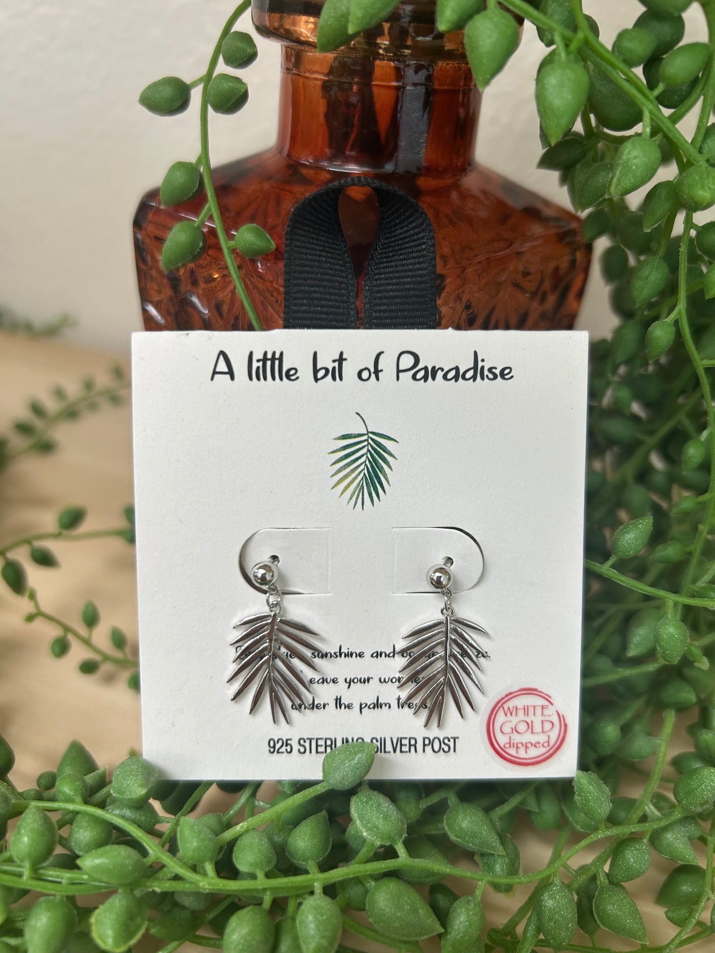 Dipped Fern Leaf Dangle Earrings