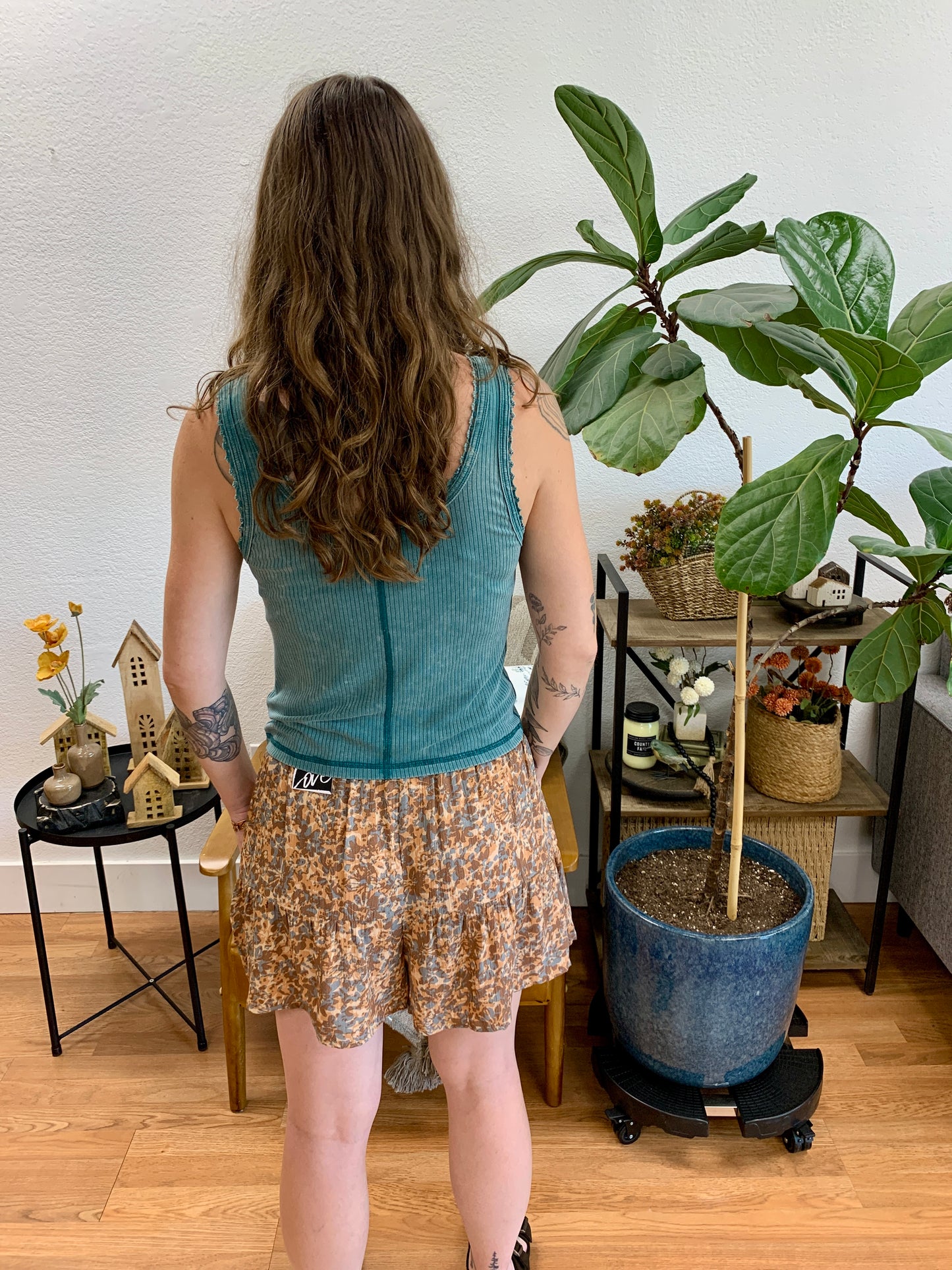Mauve Floral Flouncy Shorts