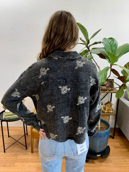 Washed Black Embroidered Jacket