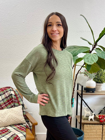 Olive Hacci Slub Long Sleeve
