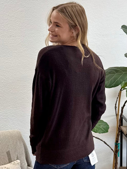 Brown Center Seam Cozy Sweater