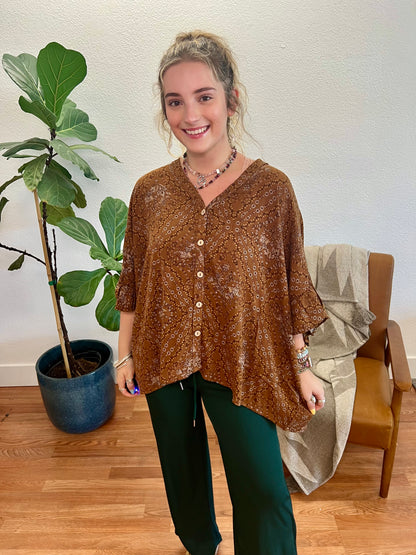 Butterscotch Ethnic Print Oversized Blouse