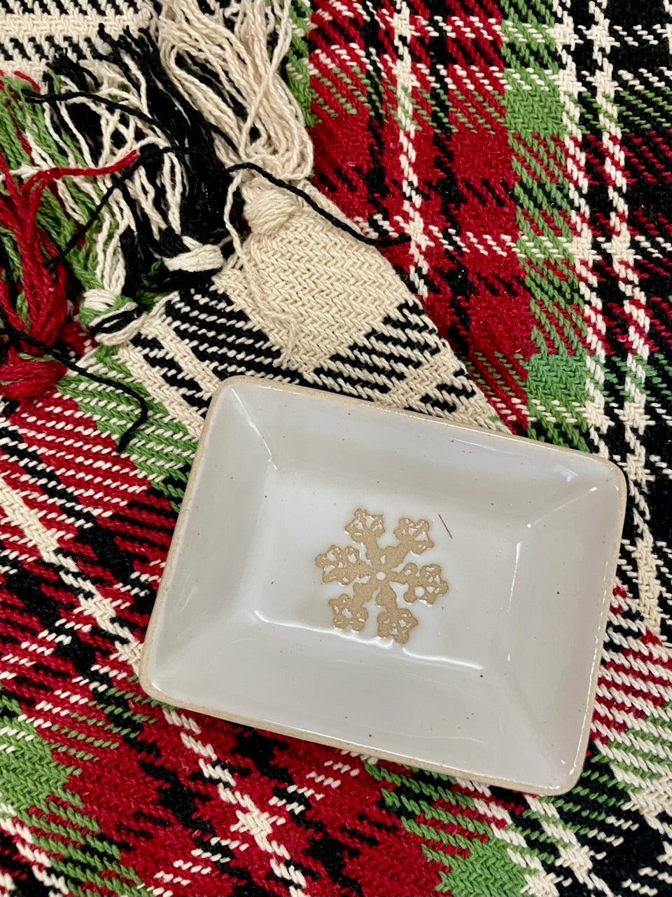 Debossed Mini Snowflake Stoneware Tray