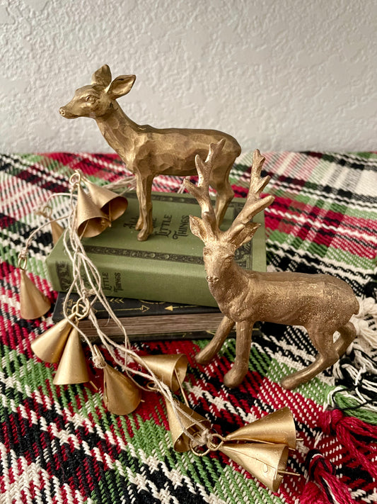 Gold Resin Deer  - Doe & Buck