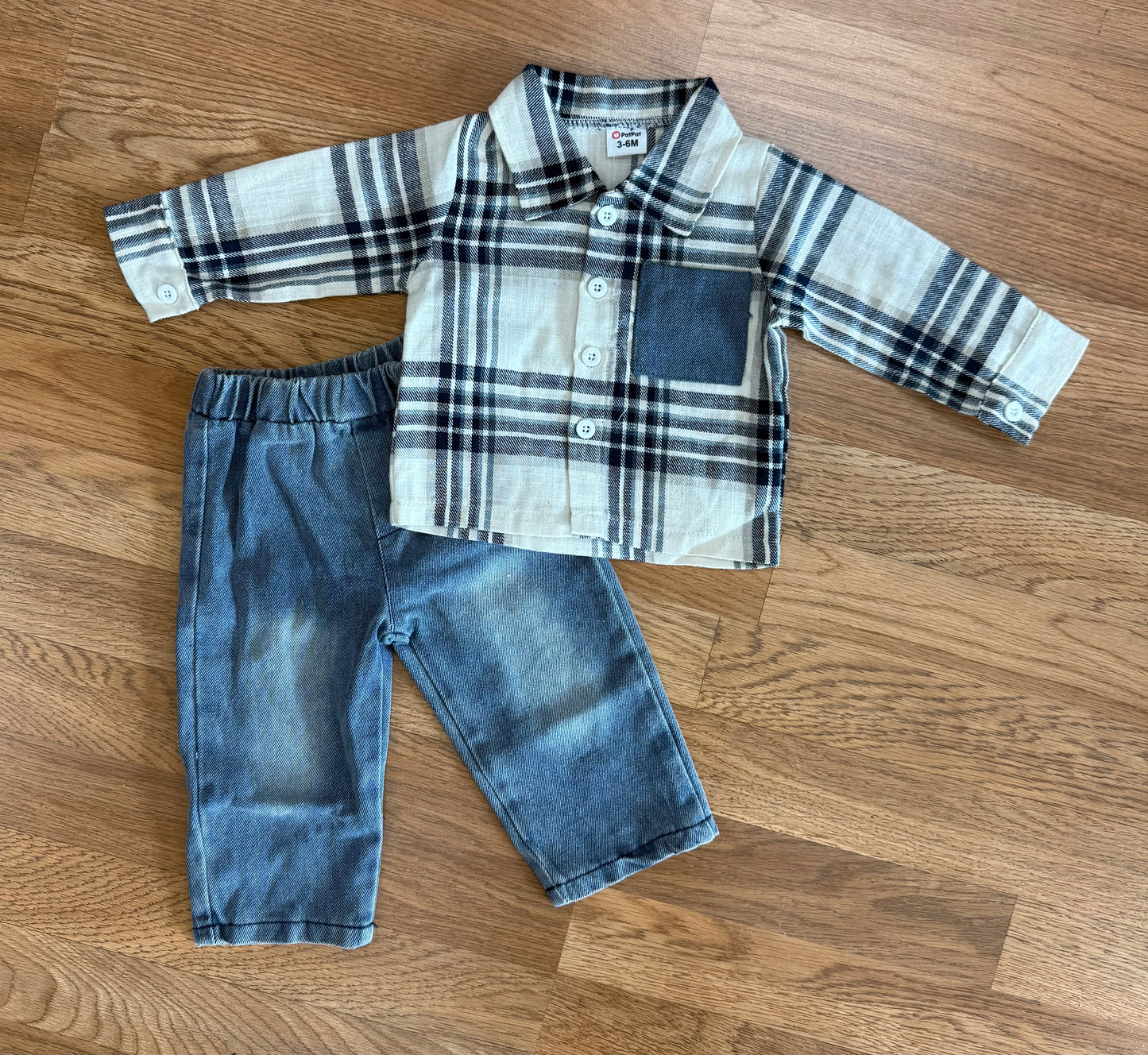 Boys 2 Piece Plaid Top & Jeans