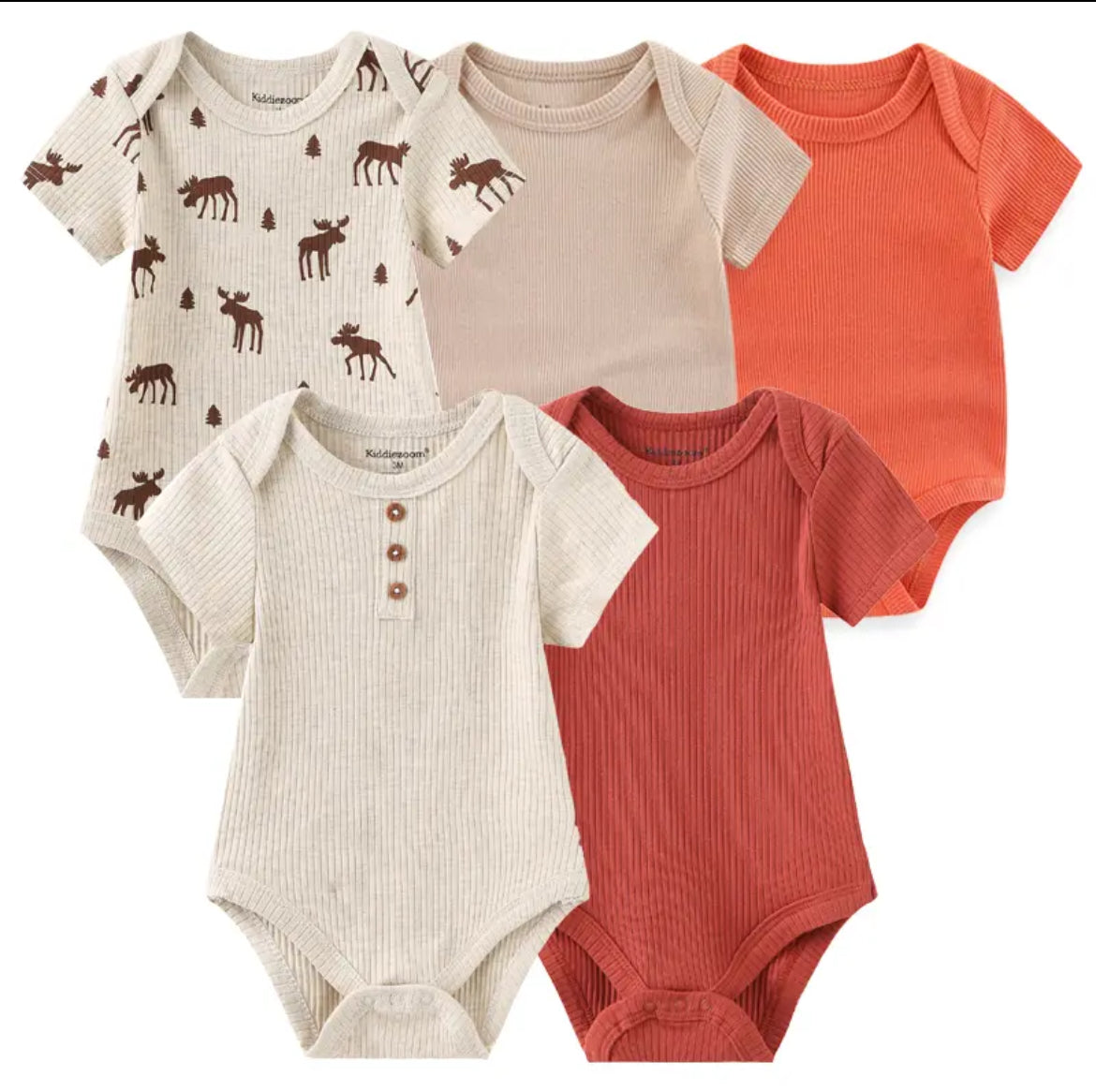 Orange Baby Onesies - 5 pack