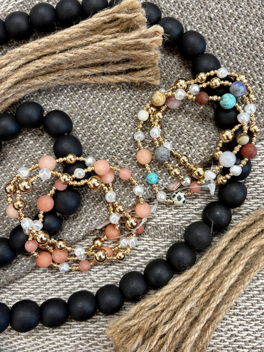 Stone & Gold Bracelet Set