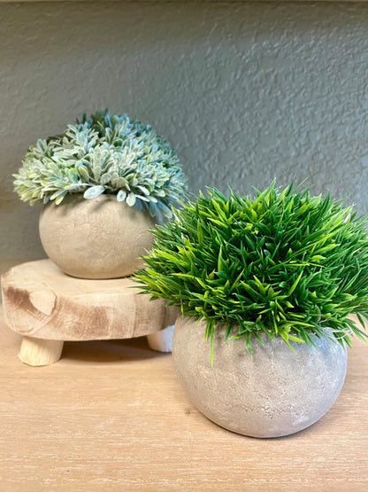 Faux Grass Plant in Rustic Planter