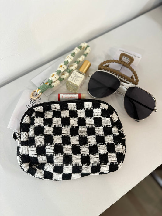 Checkered Makeup Pouch