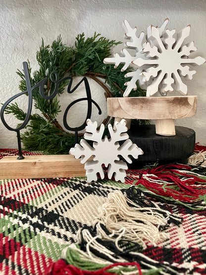 Distressed Chunky Wooden Snowflake Sitters