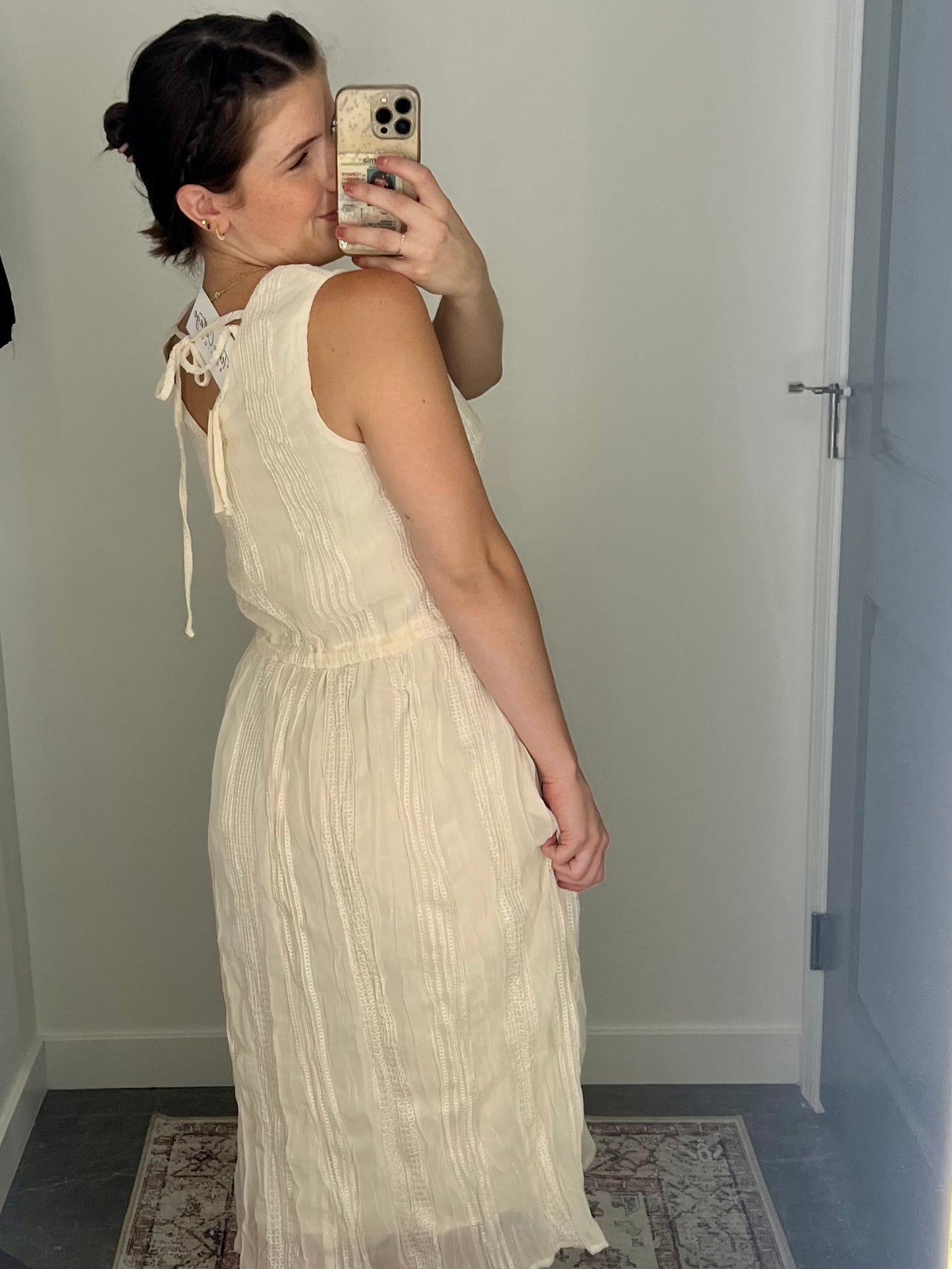 Ivory Pleated Day Out Dress