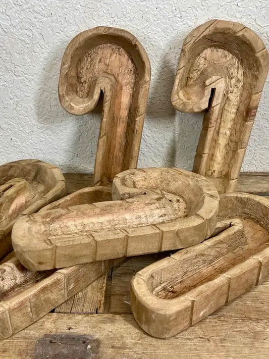 Candy Cane Shaped Hand Carved Dough Bowl