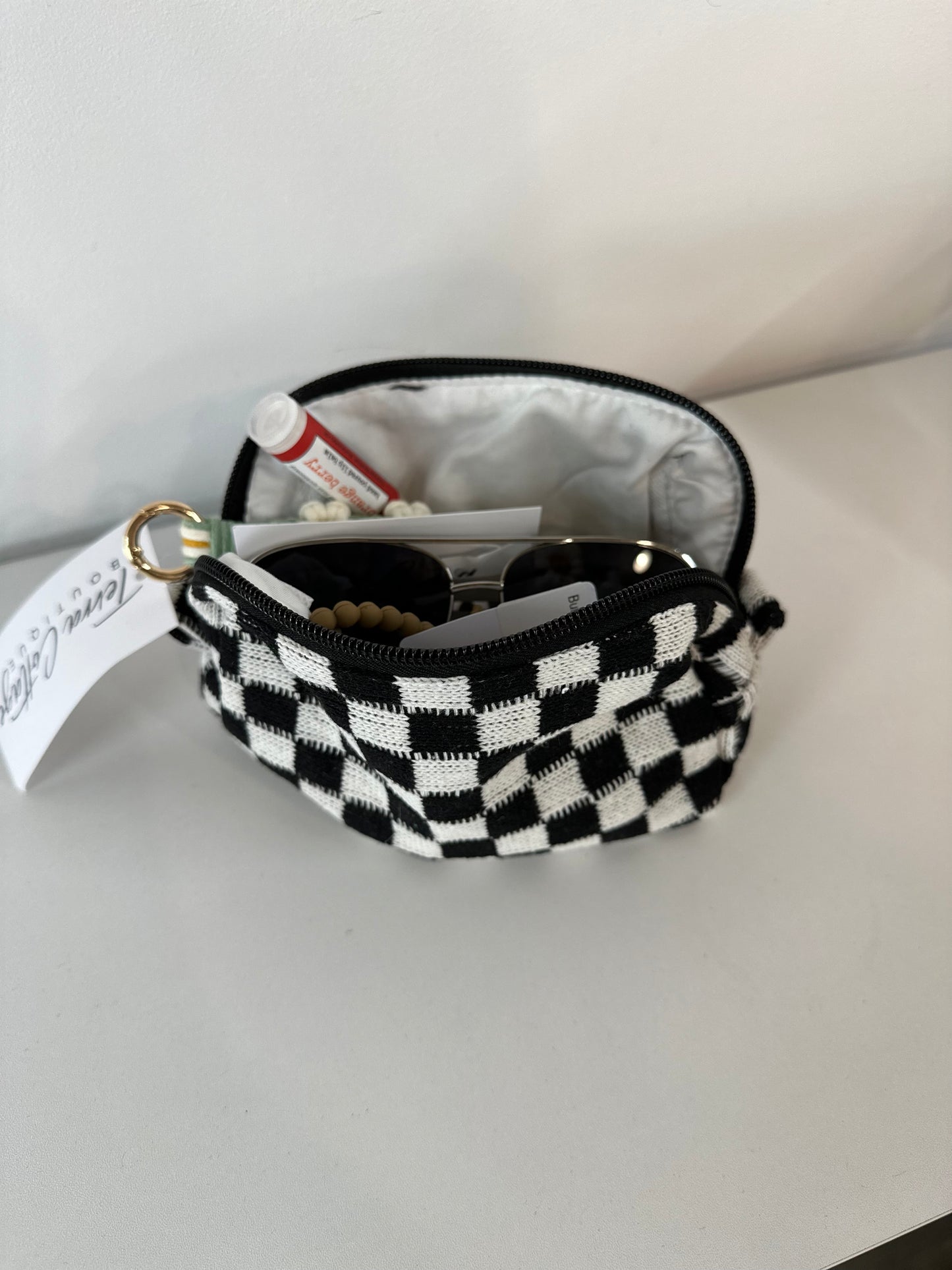 Checkered Makeup Pouch