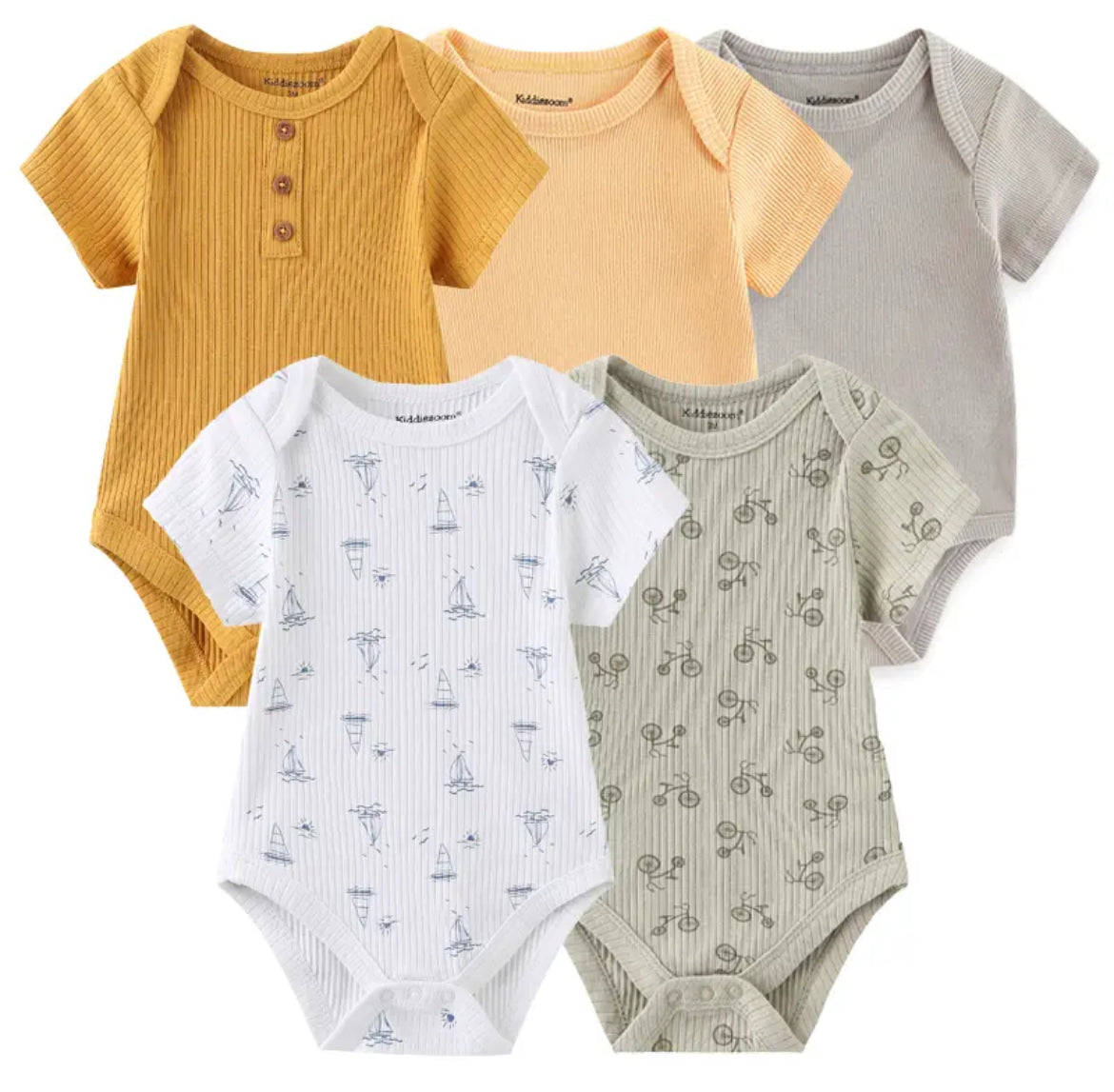 Grey Baby Onesies - 5 pack