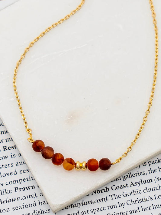 Red Stone Beaded Necklace