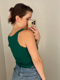 Green Notch Stitch Crop Tank