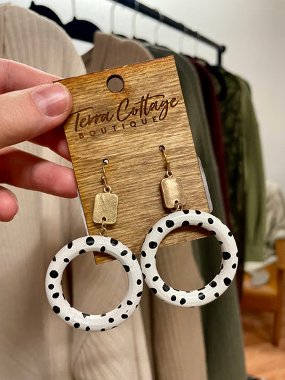 Dalmatian Wood Print Hoop Earrings