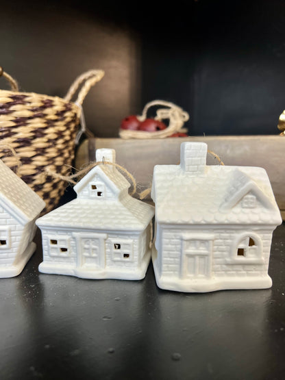 Stoneware Village Light Up Ornaments