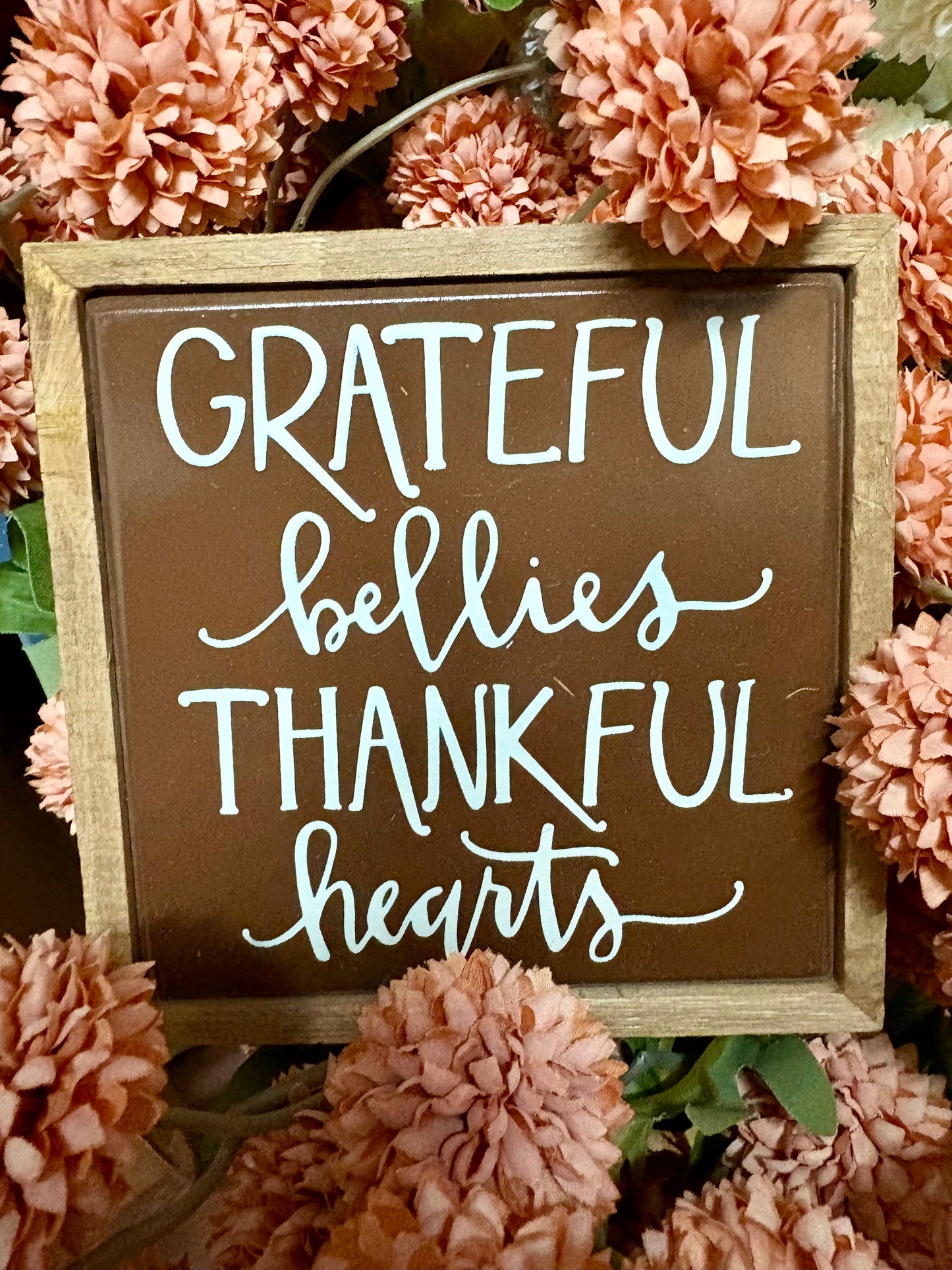 Grateful Bellies Thankful Hearts Small Box Sign