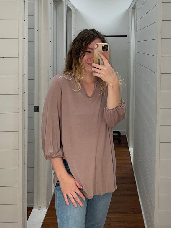 Taupe Bubble Sleeve Top