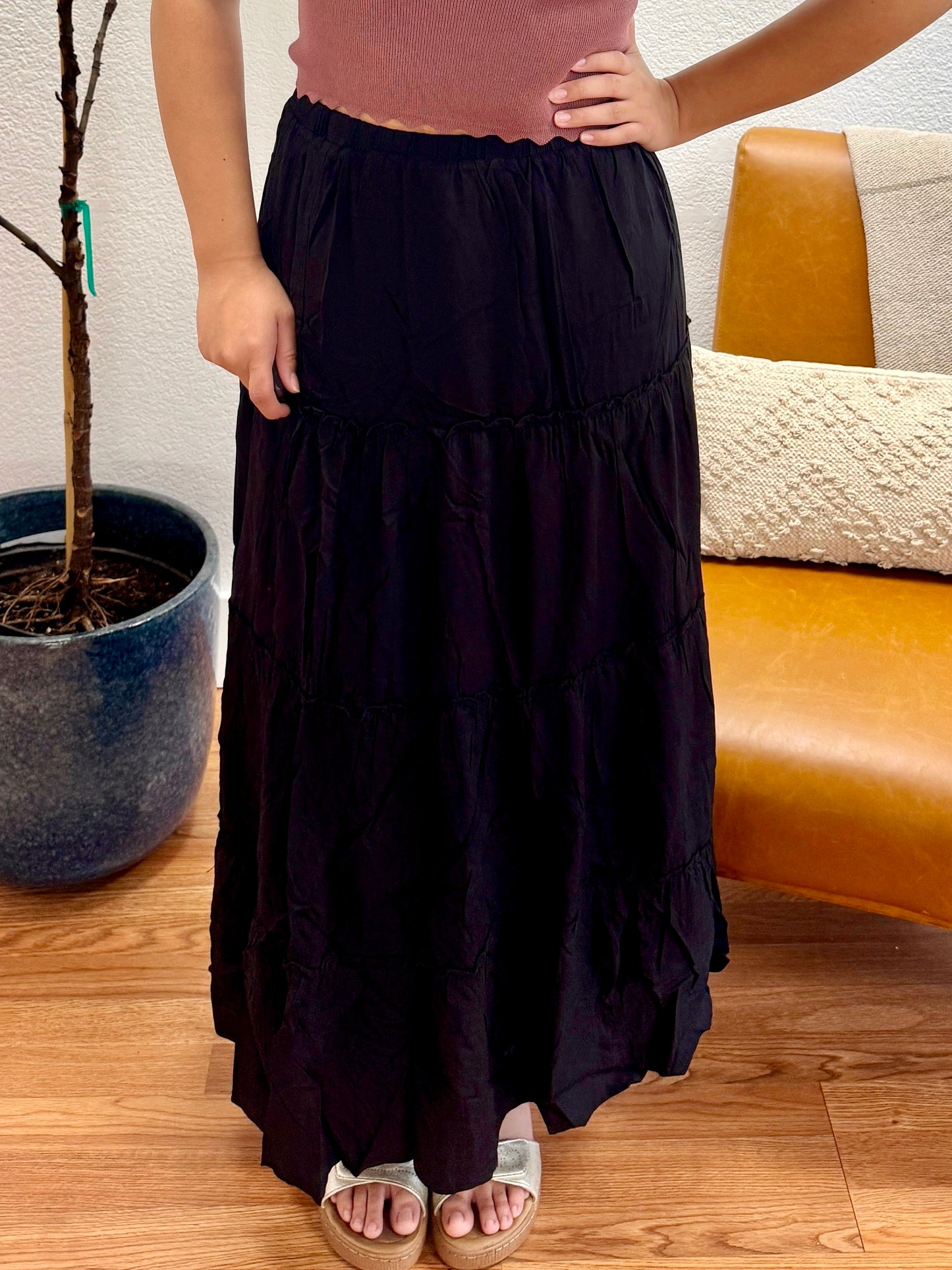 Black Tiered Maxi Skirt