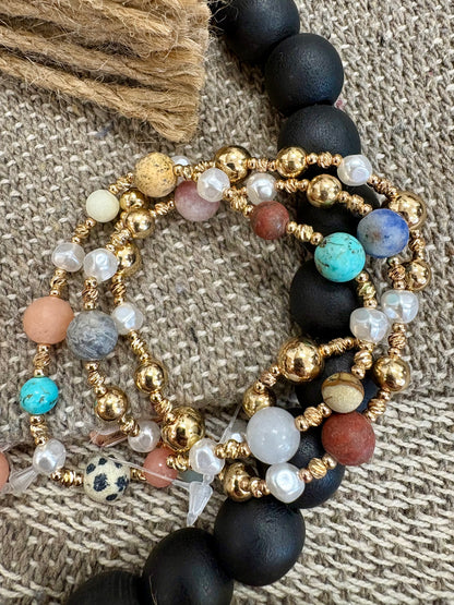 Stone & Gold Bracelet Set