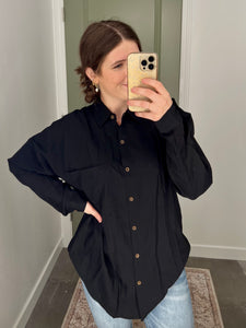 Black Relaxed Button Down