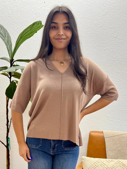 Mocha Drop Shoulder Sweater