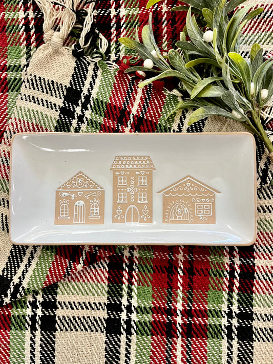 Debossed Gingerbread Houses Stoneware Platter