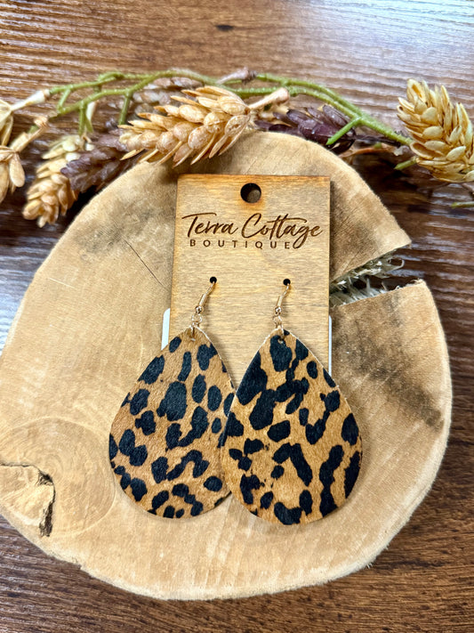 Cheetah Leather Earrings