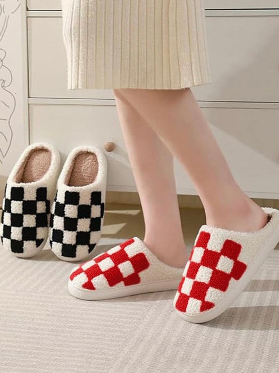Red Checkered Slippers