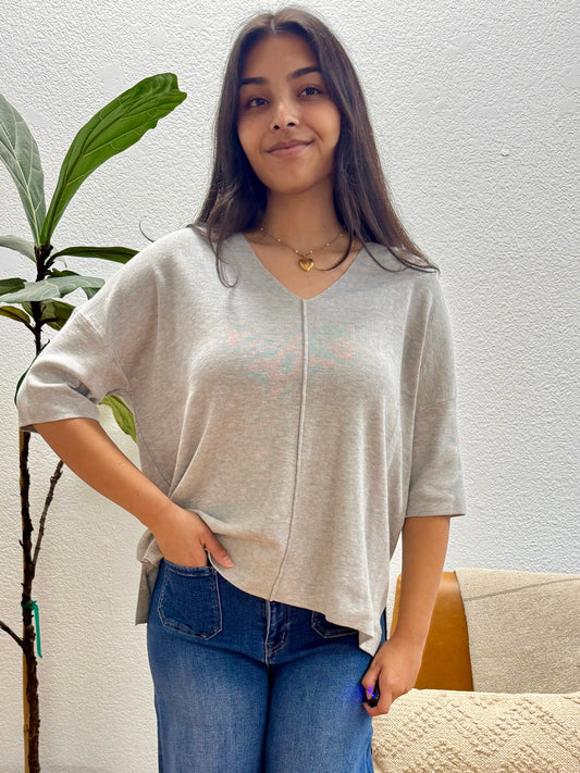 Heather Grey Drop Shoulder Sweater
