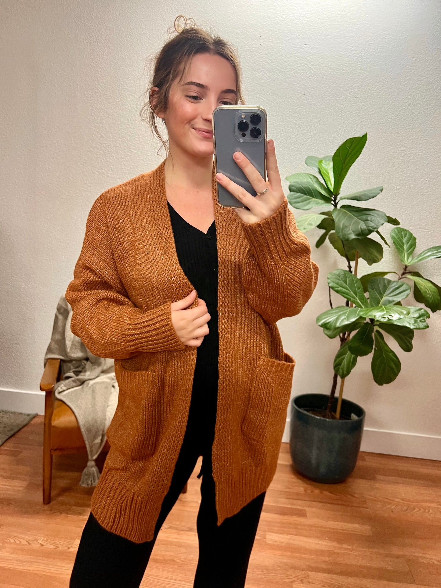 Brown Kimono Batwing Cardigan