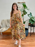 Olive Floral Midi Dress