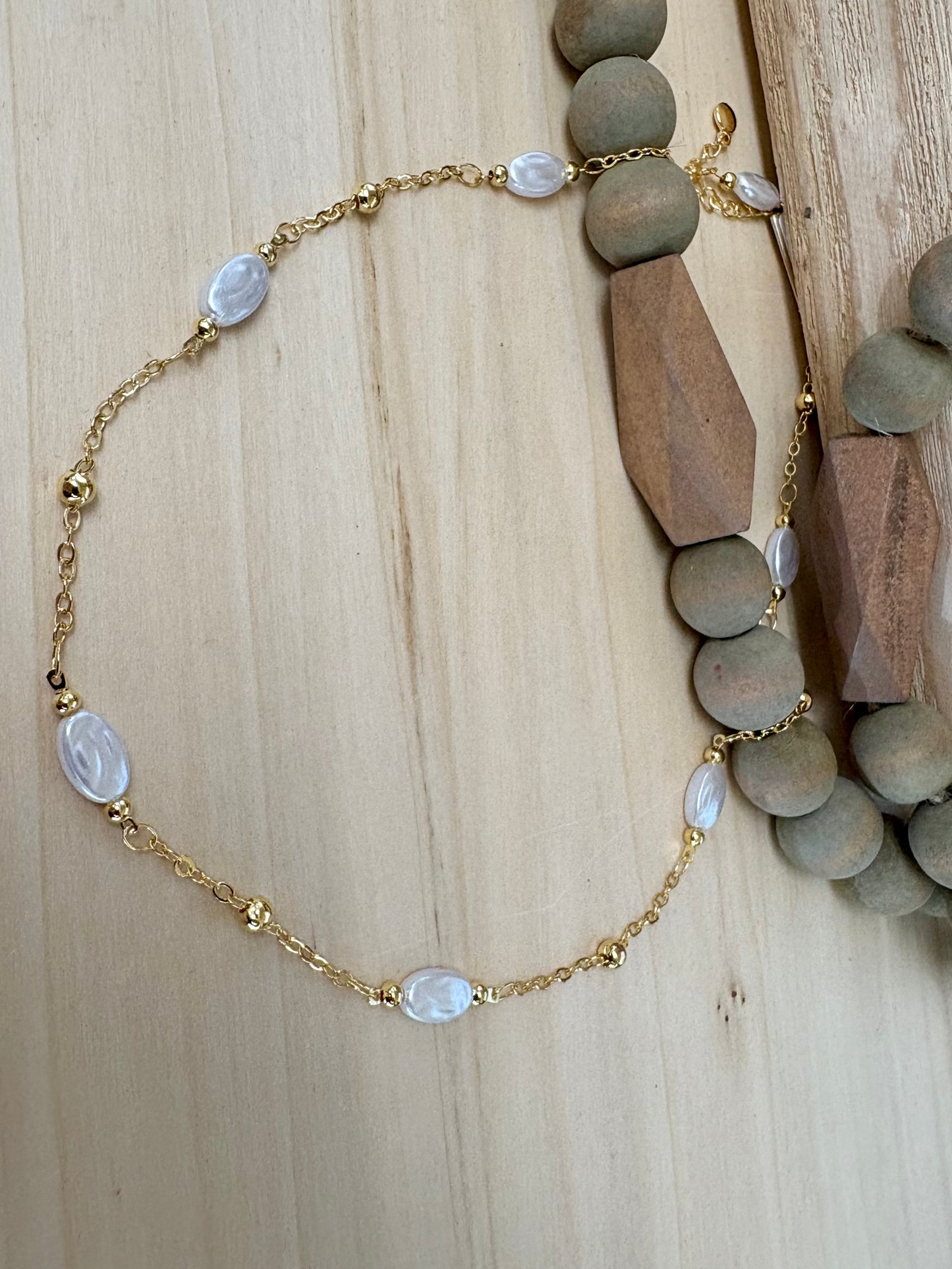 Delicate Pearl Accent Gold Necklace
