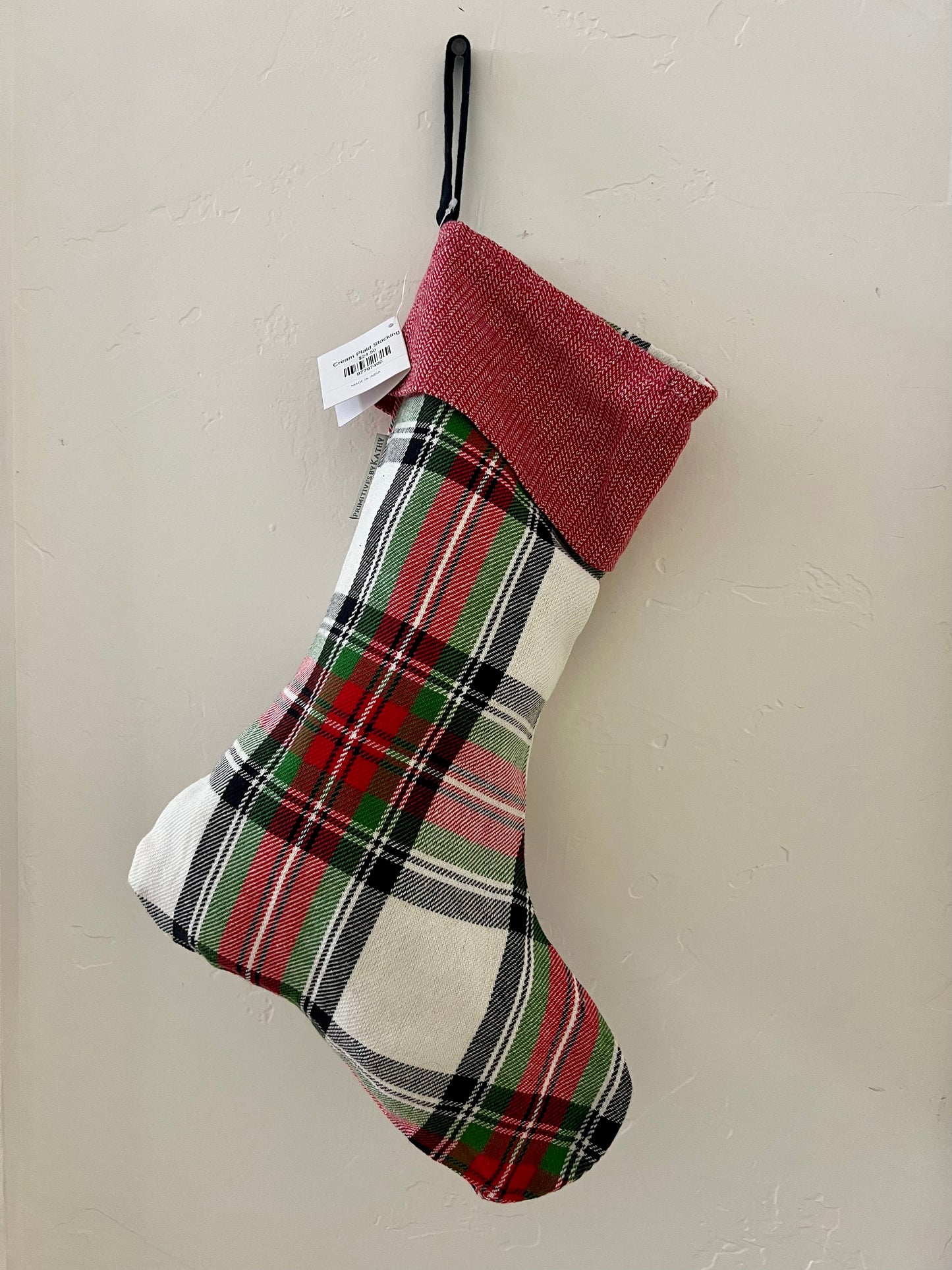 Cream Plaid Stocking