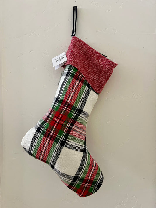 Cream Plaid Stocking