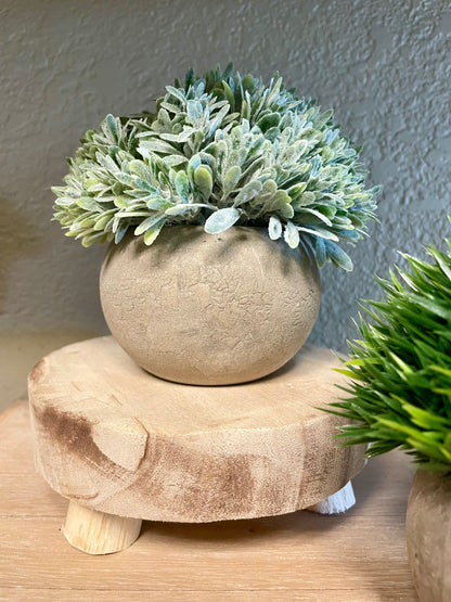 Faux Grass Plant in Rustic Planter