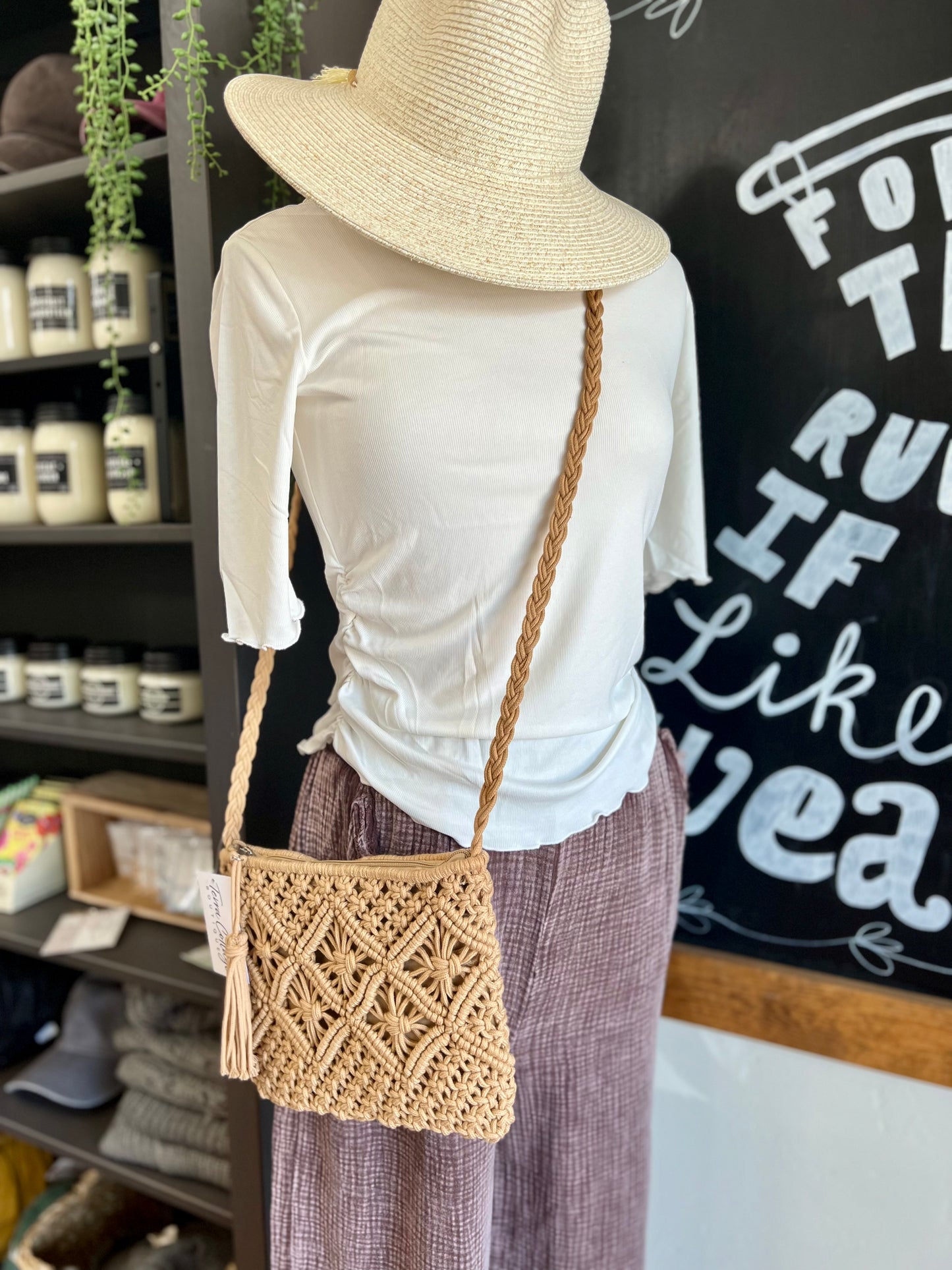 Camel Boho Tassel Crochet Bag