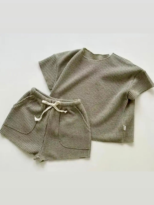 Olive Waffle Knit Baby Set