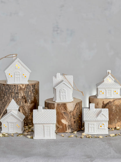 Stoneware Village Light Up Ornaments