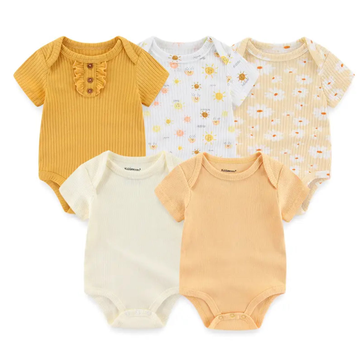 Yellow Baby Onesies - 5 pack