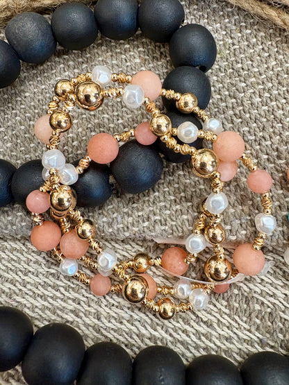 Stone & Gold Bracelet Set