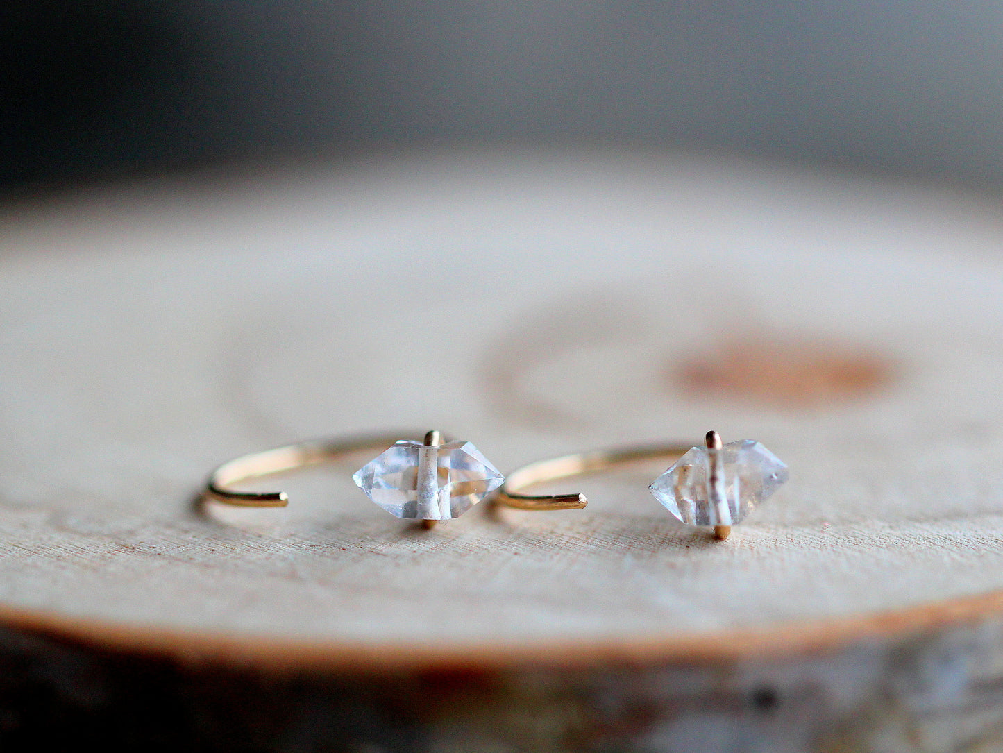 Herkimer Diamond Huggie Earrings