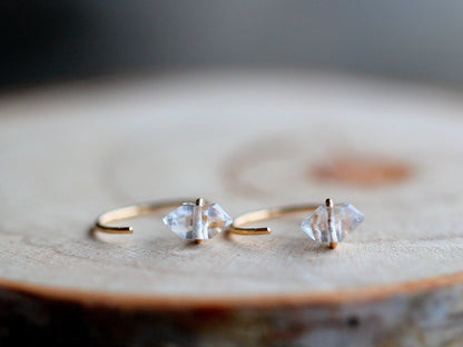 Herkimer Diamond Huggie Earrings