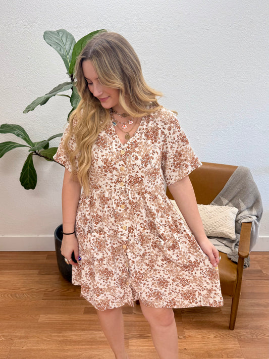 White Floral Babydoll Dress