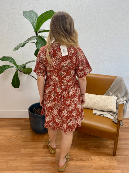 Caramel Floral Babydoll Dress