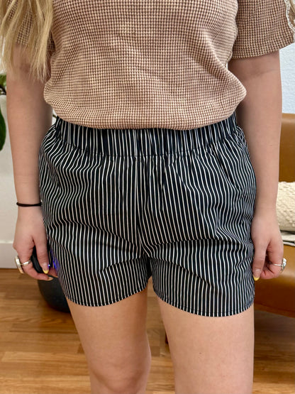Black/White Stripe Poplin Shorts